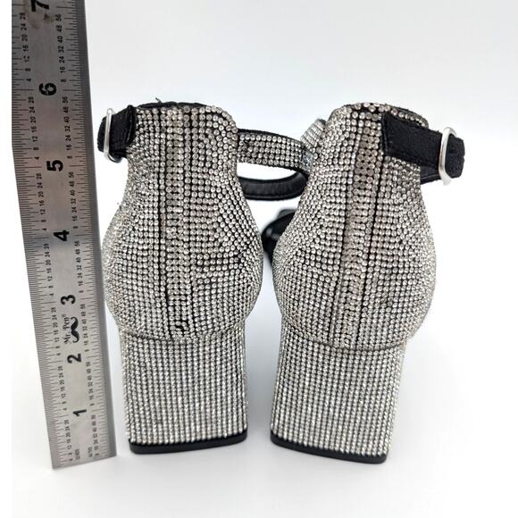 Abound Finn Ankle Strap Rhinestones Block Heel Sandal Silver Size US10M EU42 - Picture 4 of 12